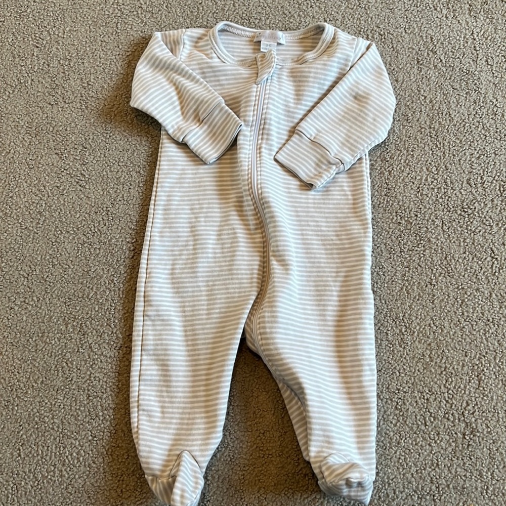 Kissy Kissy Grey Stripe Zip Footie 3-6